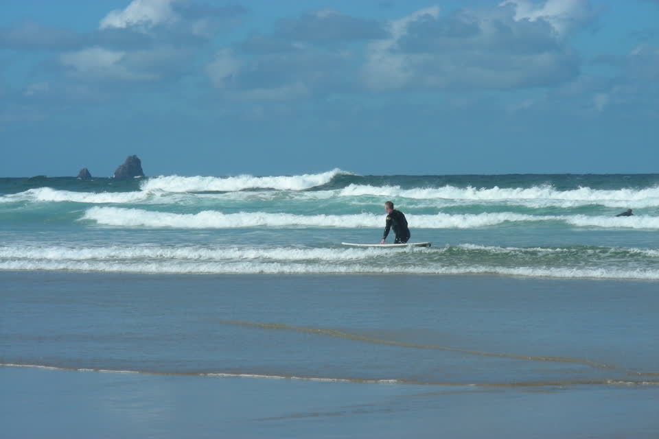 Surfer having fun