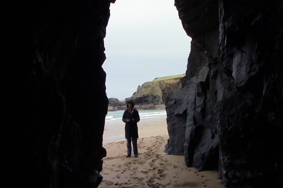 Looking out from the caves