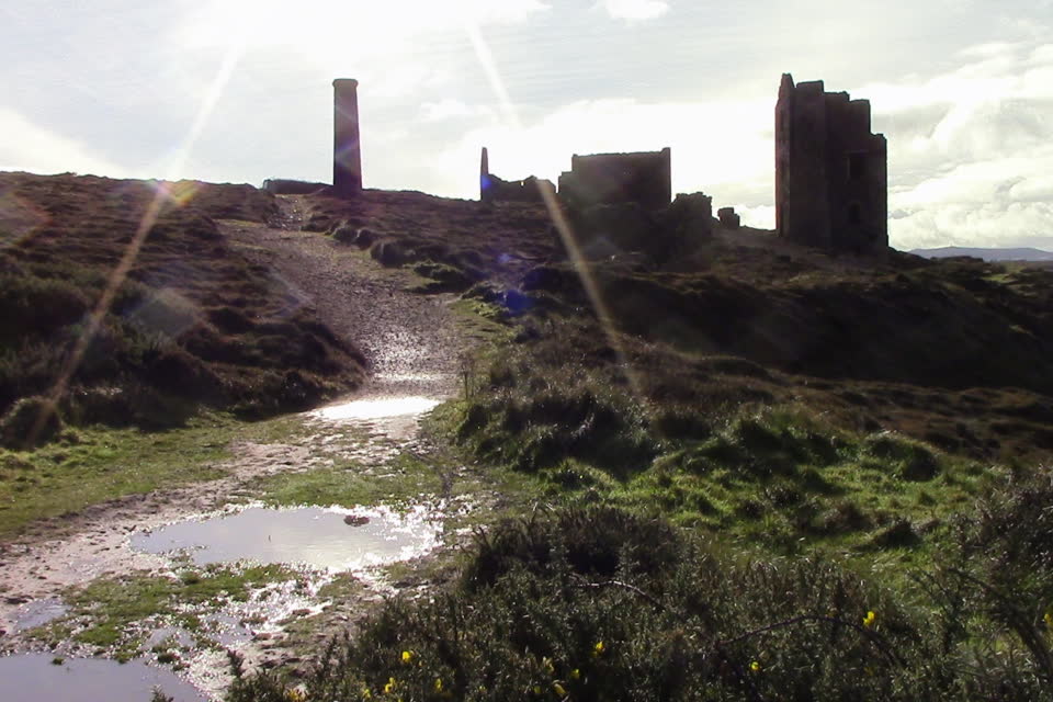 View of the deserted mine buildings